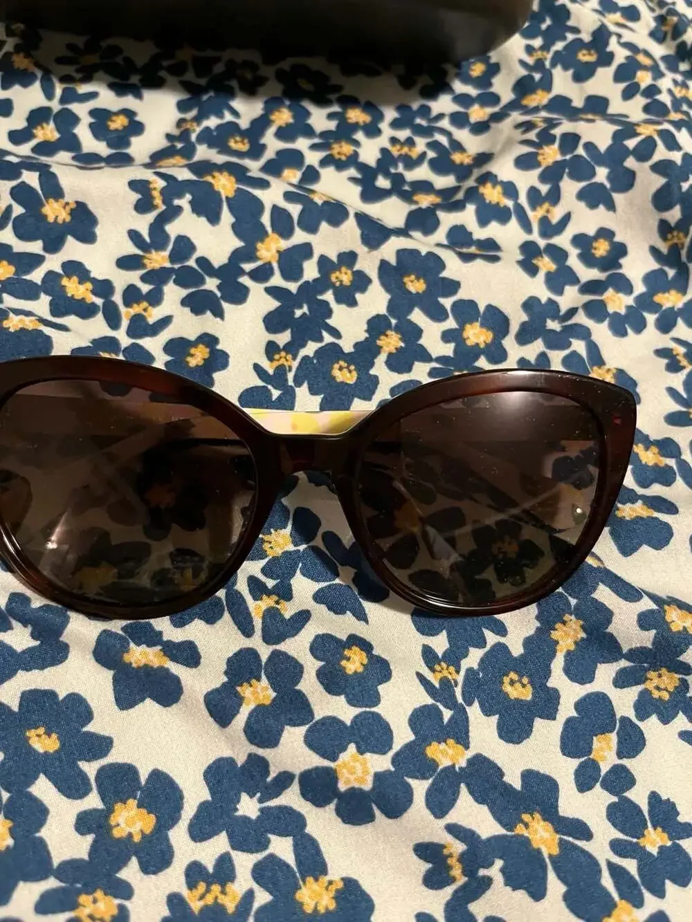 Kate Spade Amberlee/S Havana Tortoise Shell and Lemon Print Cat Eye Sunglasses